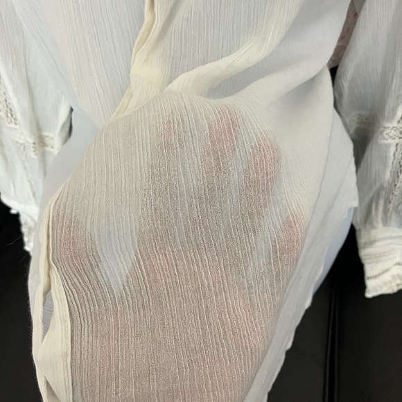 FREE PEOPLE - Long Sleeve Button Up Blouse (Off White) - Picture 4 of 6